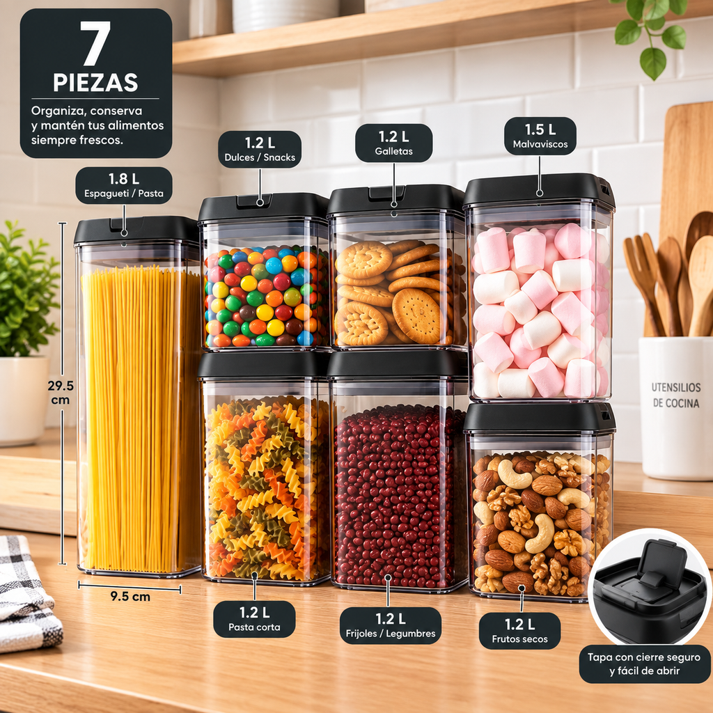 🥫 Set de 7 Contenedores Herméticos para Alimentos