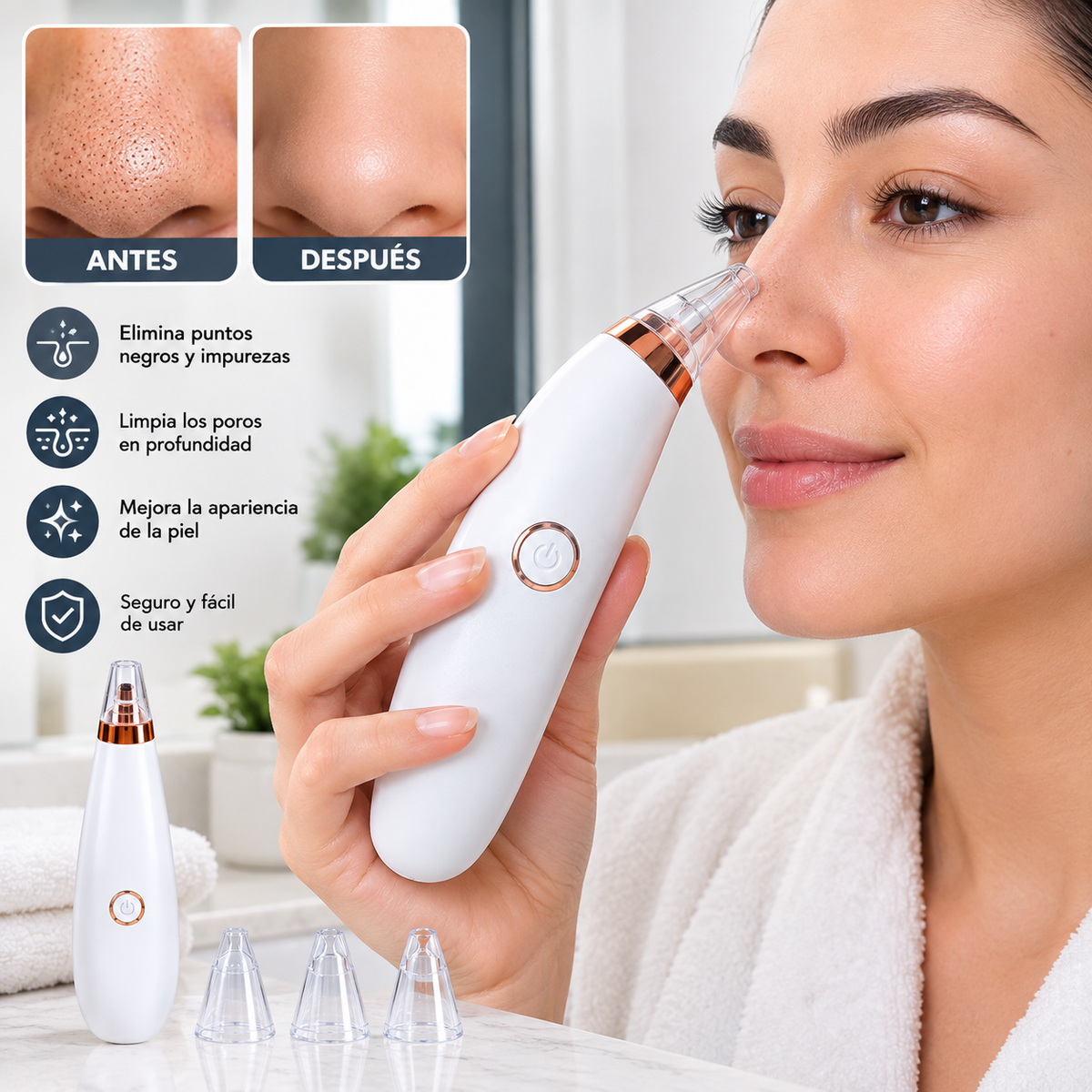 ✨ Aspirador de Poros y Puntos Negros Facial – Limpiador de Poros 3 en 1
